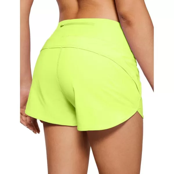 CRZ YOGA High Waisted Running Shorts for Women  254 Liner Gym Athletic Workout Shorts with Pockets Soft LightweightNeon Yellow