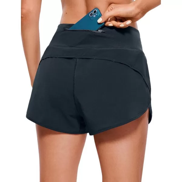 CRZ YOGA High Waisted Running Shorts for Women  254 Liner Gym Athletic Workout Shorts with Pockets Soft LightweightTrue Navy