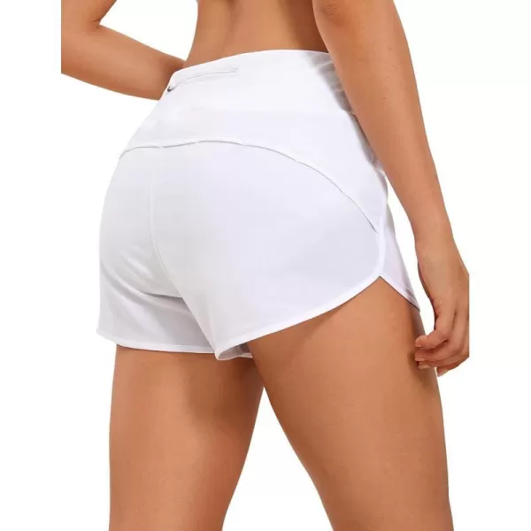 CRZ YOGA High Waisted Running Shorts for Women  254 Liner Gym Athletic Workout Shorts with Pockets Soft LightweightWhite