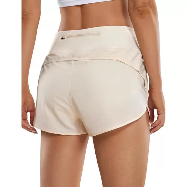 CRZ YOGA High Waisted Running Shorts for Women  254 Liner Gym Athletic Workout Shorts with Pockets Soft LightweightWhite Apricot