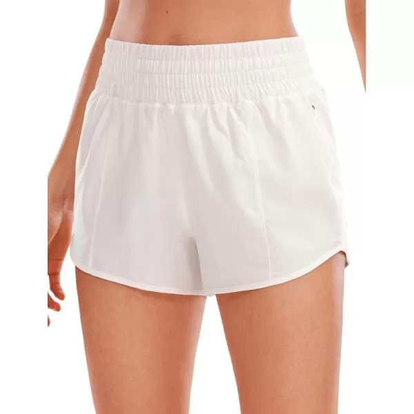 CRZ YOGA High Waisted Running Shorts for Women 25  Mesh Liner Quick Dry Sport Athletic Workout Shorts with Zipper PocketMilky White