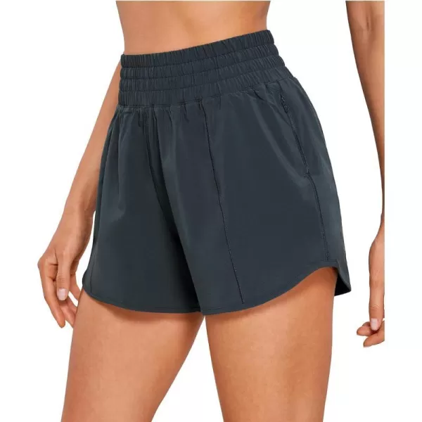 CRZ YOGA High Waisted Workout Shorts for Women  4 Linerless Quick Dry Track Gym Athletic Running Shorts with Zip PocketMelanite