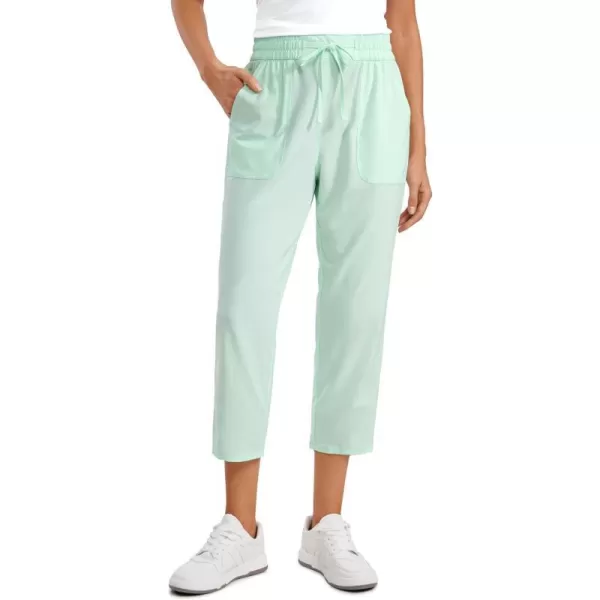 CRZ YOGA Lightweight Capri Pants for Women Cropped Casual Lounge Work Athletic Travel Pants with Pockets Quick Dry SummerMint Moment