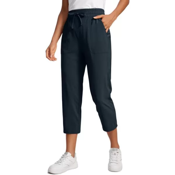 CRZ YOGA Lightweight Capri Pants for Women Cropped Casual Lounge Work Athletic Travel Pants with Pockets Quick Dry SummerTrue Navy