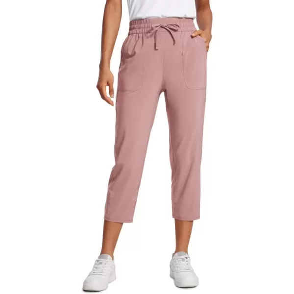 CRZ YOGA Lightweight Capri Pants for Women Cropped Casual Lounge Work Athletic Travel Pants with Pockets Quick Dry SummerTwilight Rose Pink