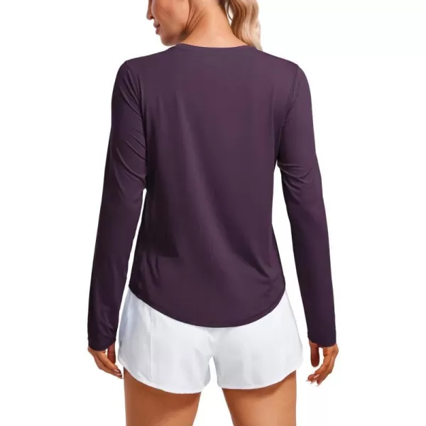 CRZ YOGA Lightweight Long Sleeve Workout Shirts for Women Running UPF 50 Sun Shirt High Neck Athletic Training TopsDeep Crocus Violet3