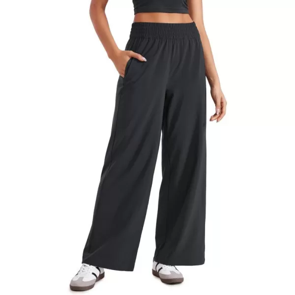 CRZ YOGA Lightweight Wide Leg Pants for Women 30 High Waisted Casual Lounge Travel Work Pants with Pockets Loose FitBlack