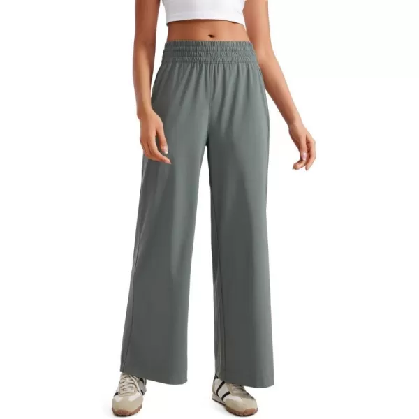 CRZ YOGA Lightweight Wide Leg Pants for Women 30 High Waisted Casual Lounge Travel Work Pants with Pockets Loose FitGrey Sage