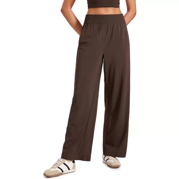 CRZ YOGA Lightweight Wide Leg Pants for Women 30 High Waisted Casual Lounge Travel Work Pants with Pockets Loose FitHot Fudge Brown