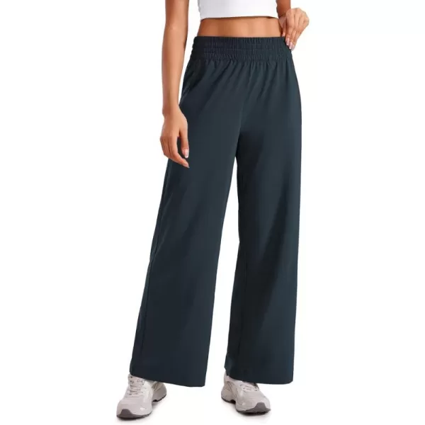 CRZ YOGA Lightweight Wide Leg Pants for Women 30 High Waisted Casual Lounge Travel Work Pants with Pockets Loose FitTrue Navy