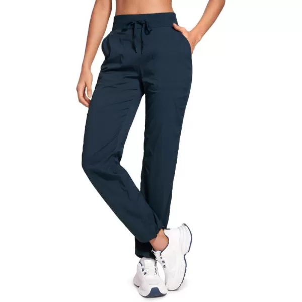 CRZ YOGA Lightweight Workout Pants for Women Casual Ruched Straight Leg Pants Work Gym Athletic Pants with PocketsInk Blue