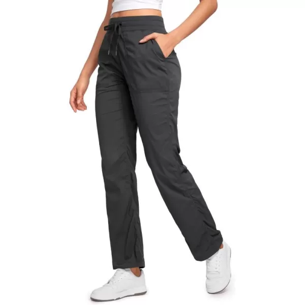 CRZ YOGA Lightweight Workout Pants for Women Casual Ruched Straight Leg Pants Work Gym Athletic Pants with PocketsInk Gray