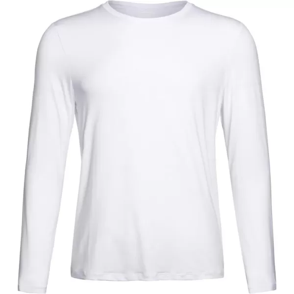 CRZ YOGA Long Sleeve Workout Shirts for Men Lightweight Athletic Gym Running Tops Breathable Casual Tee ShirtsWhite