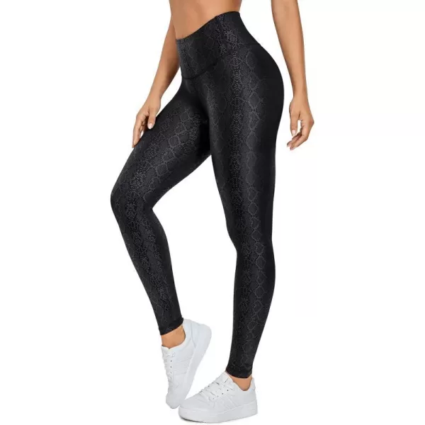 CRZ YOGA Matte Faux Leather Leggings for Women 2528  High Waisted Stretch Leather Pants Tummy Control Pleather Tights25 inches Black Snake