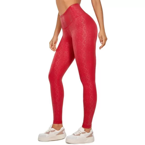 CRZ YOGA Matte Faux Leather Leggings for Women 2528  High Waisted Stretch Leather Pants Tummy Control Pleather Tights25 inches Crimson Snake