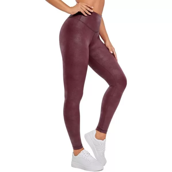 CRZ YOGA Matte Faux Leather Leggings for Women 2528  High Waisted Stretch Leather Pants Tummy Control Pleather Tights25 inches Thousands of Red Colour