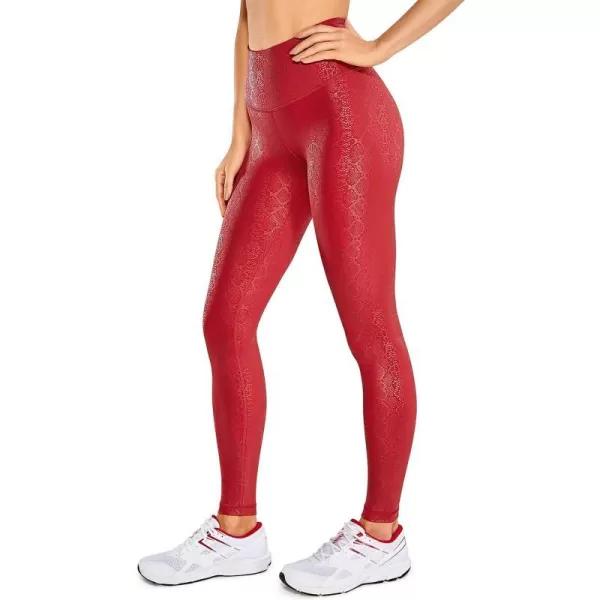 CRZ YOGA Matte Faux Leather Leggings for Women 2528  High Waisted Stretch Leather Pants Tummy Control Pleather Tights28 inches Crimson Snake