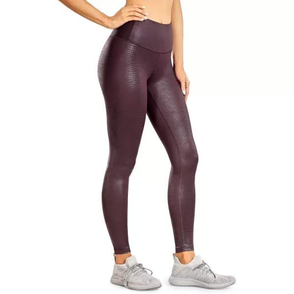 CRZ YOGA Matte Faux Leather Leggings for Women 2528  High Waisted Stretch Leather Pants Tummy Control Pleather Tights28 inches Dark Russet Lizard