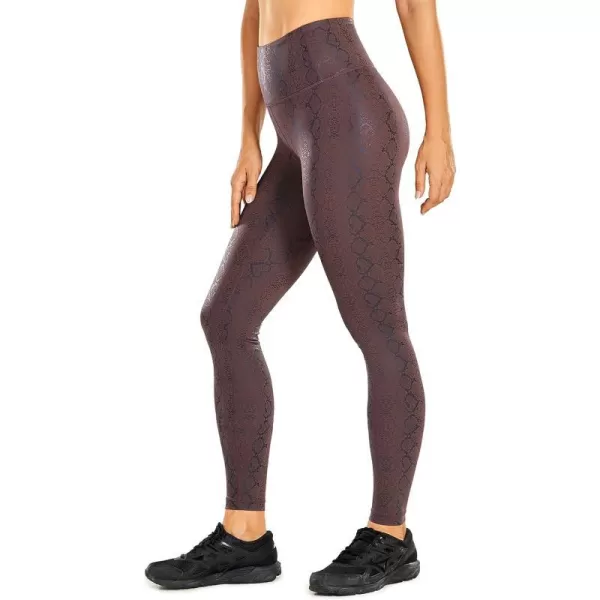 CRZ YOGA Matte Faux Leather Leggings for Women 2528  High Waisted Stretch Leather Pants Tummy Control Pleather Tights28 inches Purple Taupe Snake