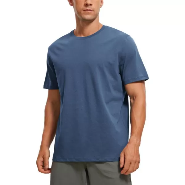 CRZ YOGA Mens Cotton Polyester Short Sleeve TShirt Classic Fit Casual Workout Tops Soft Premium TeeElectric Blue