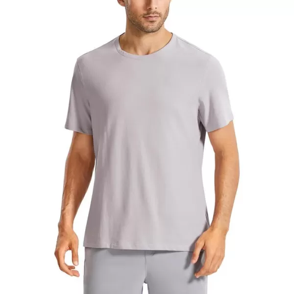 CRZ YOGA Mens Cotton Polyester Short Sleeve TShirt Classic Fit Casual Workout Tops Soft Premium TeeGull Gray