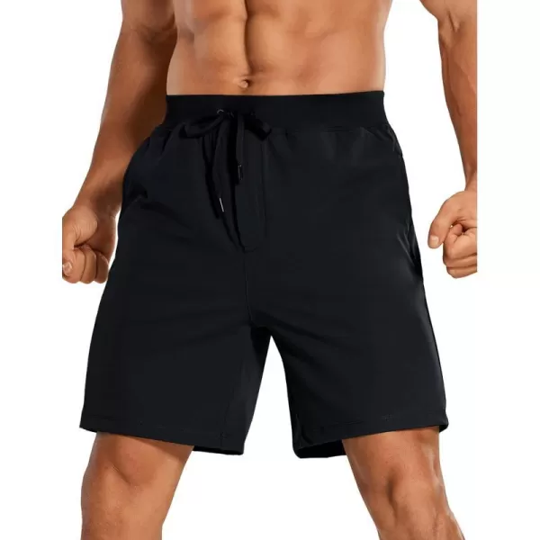 CRZ YOGA Mens FourWay Stretch Workout Shorts  79 Soft Durable Casual Athletic Shorts with Pockets Gym Running HikingBlack