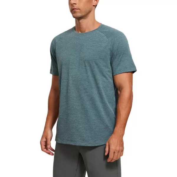 CRZ YOGA Mens Lightweight Short Sleeve TShirt Quick Dry Workout Running Athletic Tee Shirt TopsSmoked Spruce Heather