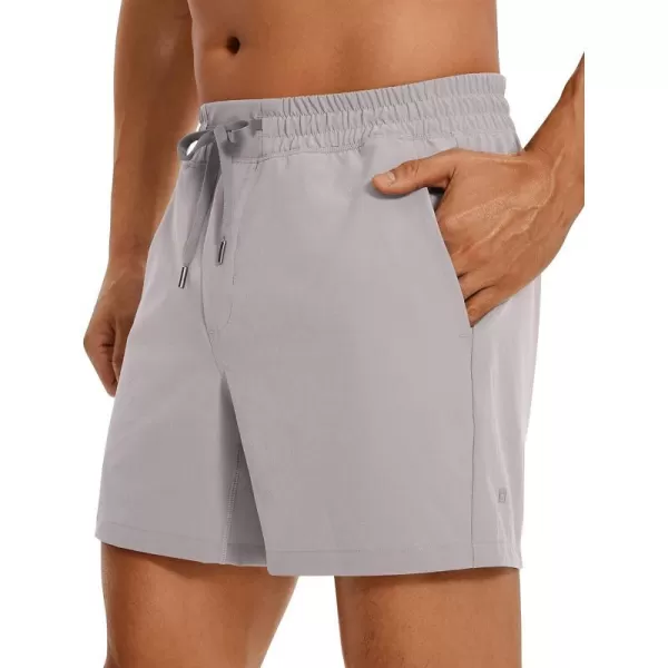 CRZ YOGA Mens Linerless Workout Shorts  5  7 Lightweight Quick Dry Running Sports Athletic Gym Shorts with PocketsGull Gray