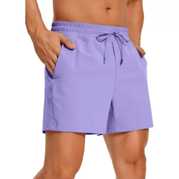 CRZ YOGA Mens Linerless Workout Shorts  5 Lightweight Quick Dry Running Sports Athletic Gym Shorts with PocketsDark Lavender Purple