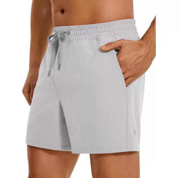 CRZ YOGA Mens Linerless Workout Shorts  5 Lightweight Quick Dry Running Sports Athletic Gym Shorts with PocketsGull Gray