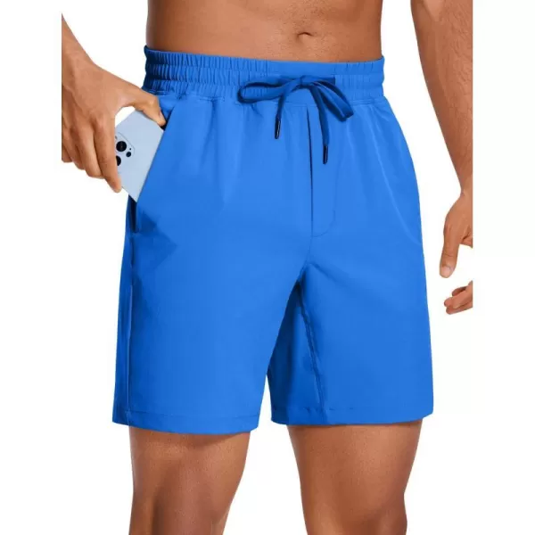 CRZ YOGA Mens Linerless Workout Shorts  7 Quick Dry Running Sports Athletic Gym Shorts with PocketsSparkle Blue