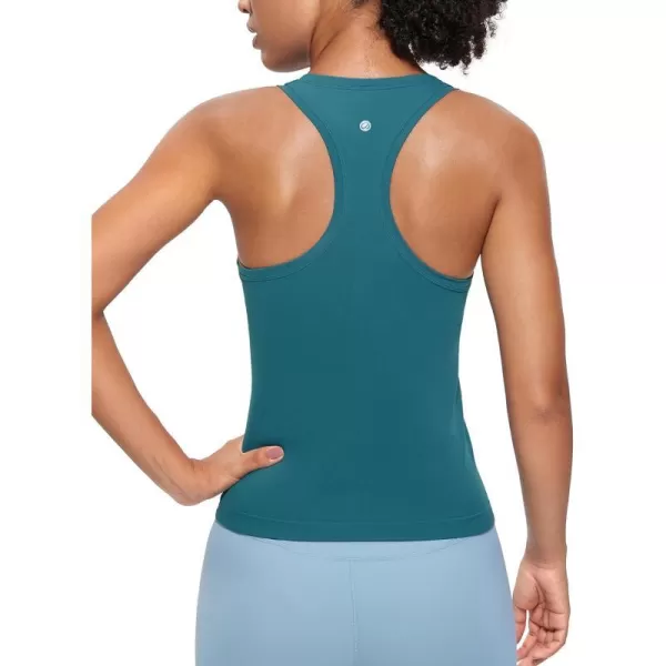 CRZ YOGA Seamless Tank Top for Women Racerback Sleeveless Workout Tops Athletic Scoop Neck Running Yoga ShirtsGreen Jade