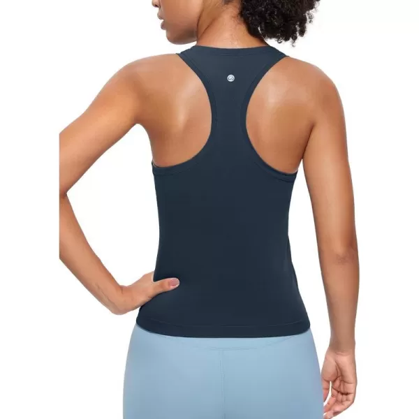 CRZ YOGA Seamless Tank Top for Women Racerback Sleeveless Workout Tops Athletic Scoop Neck Running Yoga ShirtsTwilight Blue