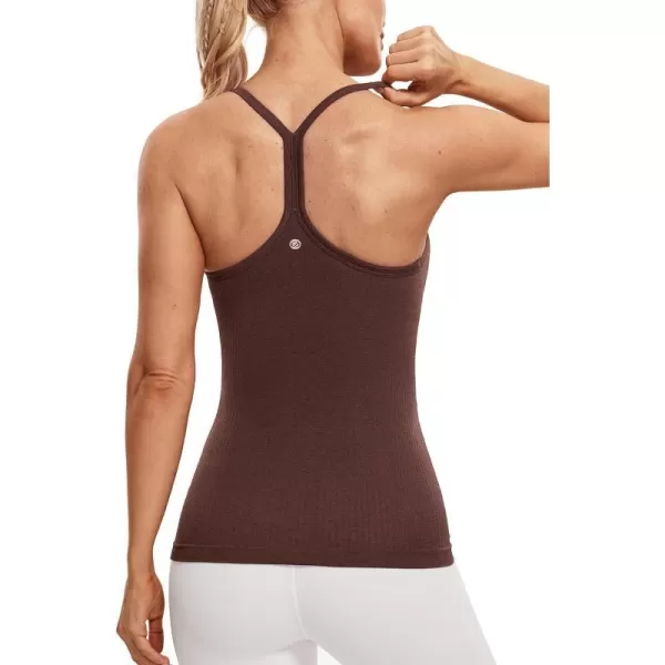 CRZ YOGA Seamless Workout Tank Tops for Women Racerback Athletic Camisole Sports Shirts with Built in BraTaupe Heather