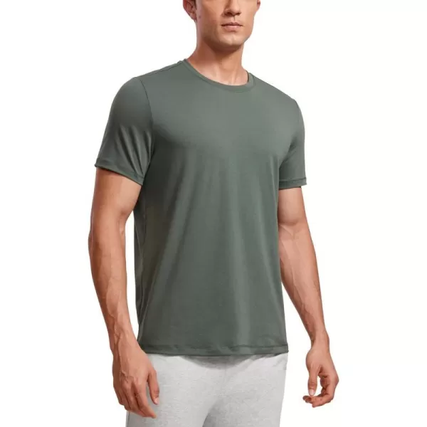 CRZ YOGA Short Sleeve Shirts for Men Quick Dry Workout Classic Fit TShirt Casual Daily Comfy Tee TopsGrey Sage