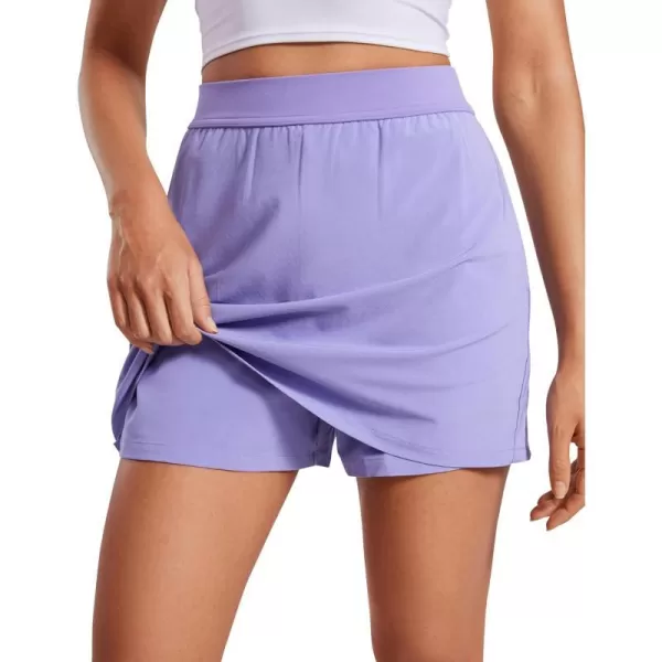 CRZ YOGA Skirt Overlay Shorts for Women High Waisted A Line Casual Golf Athletic Shorts with Pockets Cute Flat Front SkortDark Lavender Purple