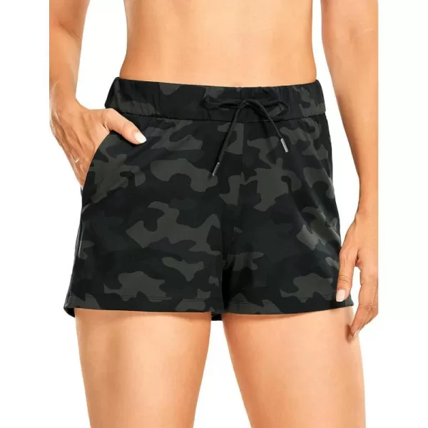 CRZ YOGA Stretch Shorts for Women Work Casual 25  Athletic Shorts with Pockets for Workout Travel Hiking GolfOlive Camouflage