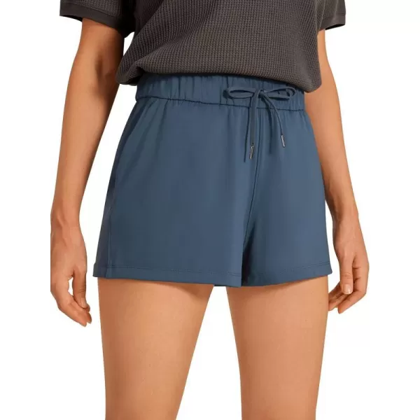 CRZ YOGA Stretch Shorts for Women Work Casual 25  Athletic Shorts with Pockets for Workout Travel Hiking GolfSlate Blue