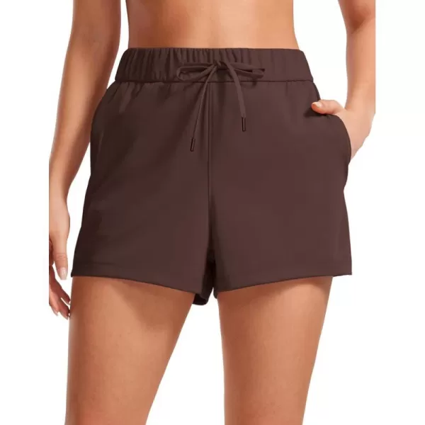 CRZ YOGA Stretch Shorts for Women Work Casual 25  Athletic Shorts with Pockets for Workout Travel Hiking GolfTaupe