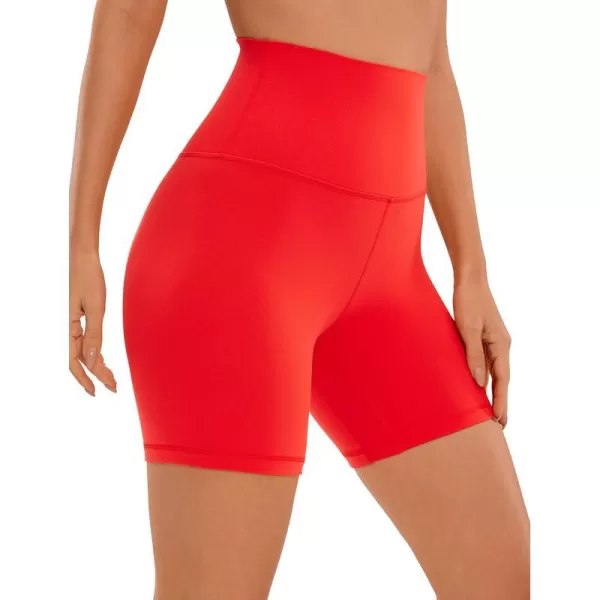 CRZ YOGA Super High Waisted Butterluxe Womens Biker Shorts 6  8  Buttery Soft Workout Yoga Shorts Over BellyDark Red