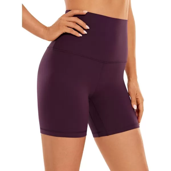 CRZ YOGA Super High Waisted Butterluxe Womens Biker Shorts 6  8  Buttery Soft Workout Yoga Shorts Over BellyDeep Purple