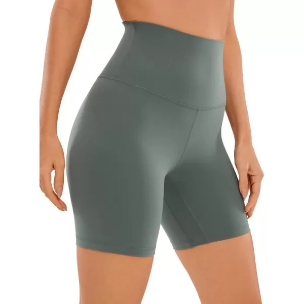 CRZ YOGA Super High Waisted Butterluxe Womens Biker Shorts 6  8  Buttery Soft Workout Yoga Shorts Over BellyGrey Sage