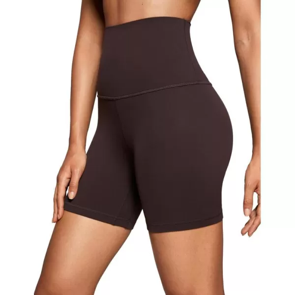 CRZ YOGA Super High Waisted Butterluxe Womens Biker Shorts 6  8  Buttery Soft Workout Yoga Shorts Over BellyHot Fudge Brown