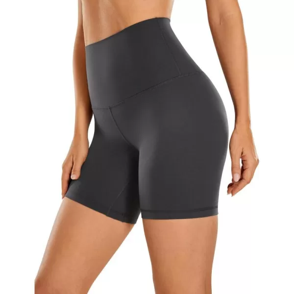 CRZ YOGA Super High Waisted Butterluxe Womens Biker Shorts 6  8  Buttery Soft Workout Yoga Shorts Over BellyMysterious Grey