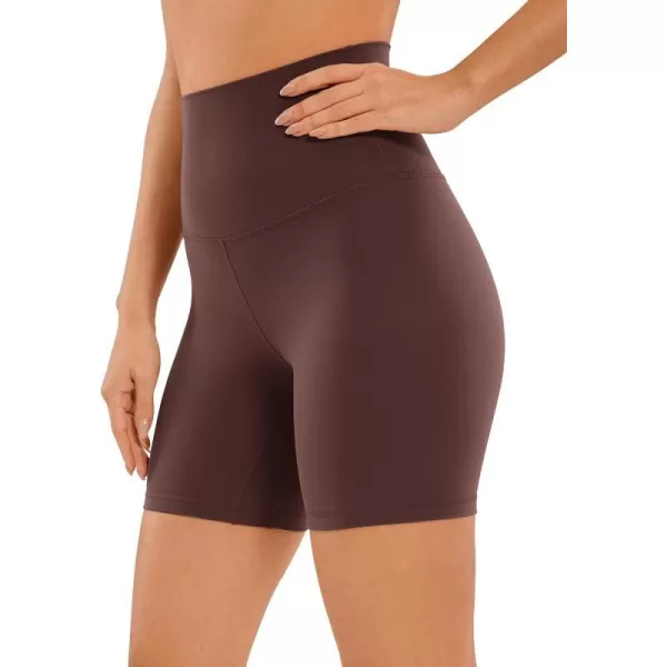 CRZ YOGA Super High Waisted Butterluxe Womens Biker Shorts 6  8  Buttery Soft Workout Yoga Shorts Over BellyTaupe