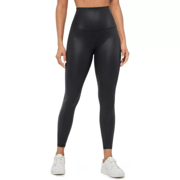 CRZ YOGA Super High Waisted Butterluxe Workout Leggings 25 28  Over Belly Buttery Soft Full Length Yoga Pants for WomenFaux Leather Black