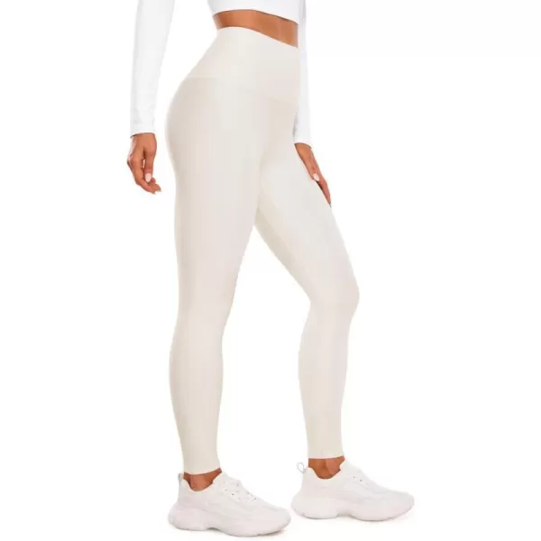 CRZ YOGA Thermal Fleece Lined Leggings Women 28  Winter Warm Workout Hiking Pants High Waisted Yoga Tights Full LengthMilky White