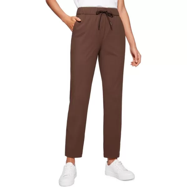 CRZ YOGA Womens 4Way Stretch Ankle Golf Pants  78 Dress Work Pants Pockets Athletic Travel Casual Lounge WorkoutCoffee Brown