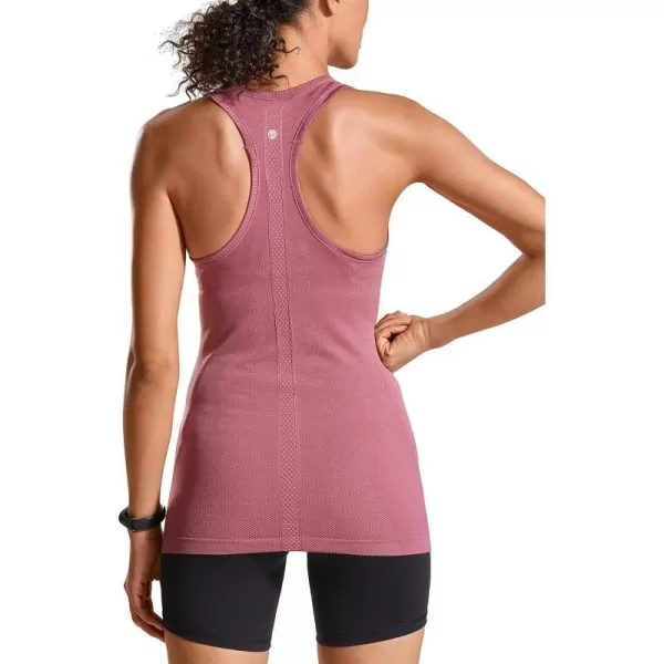 CRZ YOGA Womens Active Seamless Workout Tank Tops Racerback Athletic Running Yoga Gym Shirts Long LengthMisty Merlot