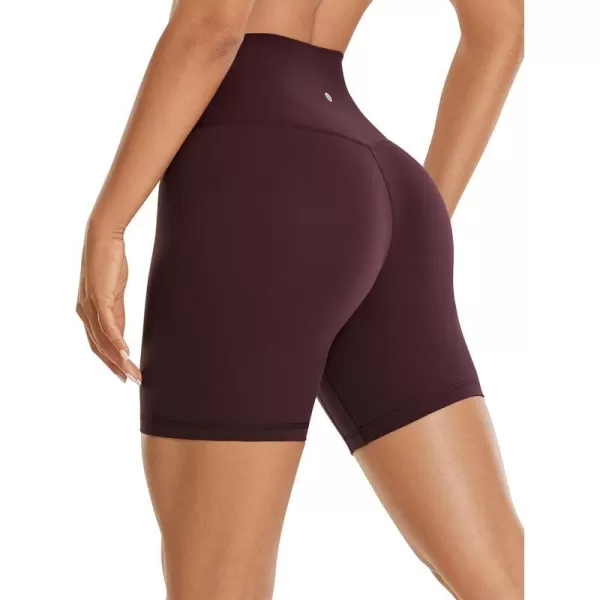 CRZ YOGA Womens Brushed Naked Feeling Biker Shorts 4  6  8  High Waist Matte Workout Gym Running Spandex ShortsDark Russet